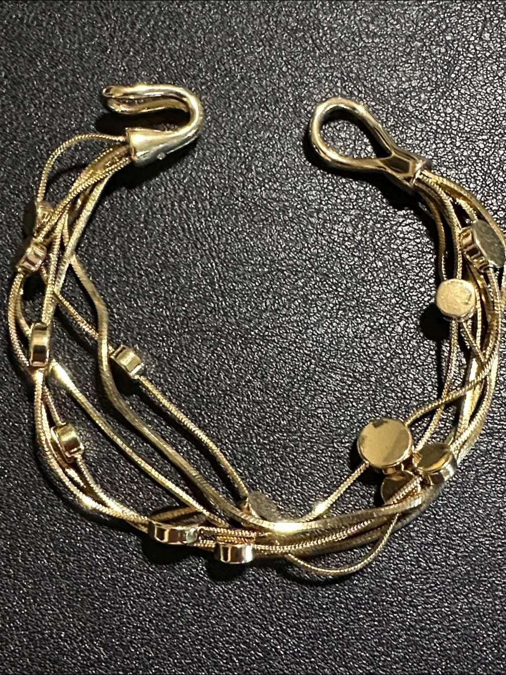 Napier Gold Tone Multi Soft Flex Snake Chain Stationed Bead Bracelet